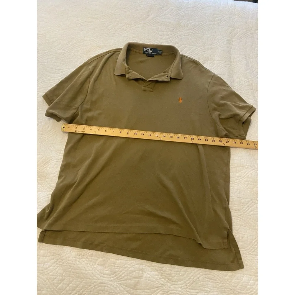 Polo Ralph Lauren Custom‎ Fit Brown XXL Short Sleeve Polo Shirt 100% Cotton Logo